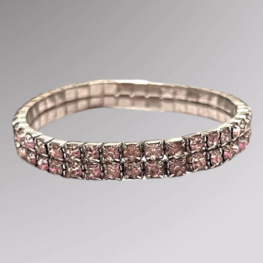 💎2/$30💎 Vintage Double Row Clear Rhinestone Stretch Bracelet
